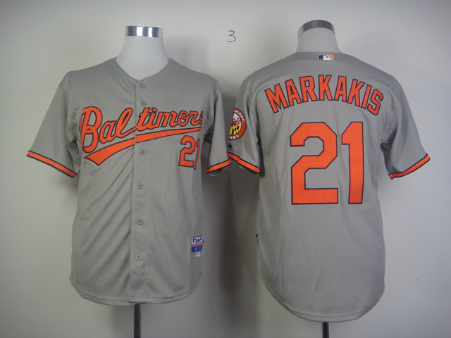 Men Baltimore Orioles #21 Markakis Grey MLB Jerseys->baltimore orioles->MLB Jersey